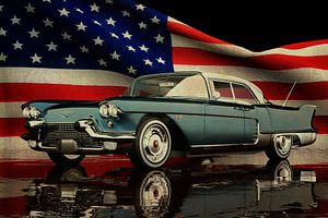 Cadillac Eldorado Brougham mit amerikanischer Flagge von Jan Keteleer