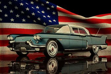Cadillac Eldorado Brougham met Amerikaanse vlag