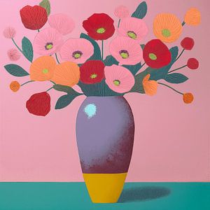 Modern Abstract. Rustig Stilleven in Koraal Roze