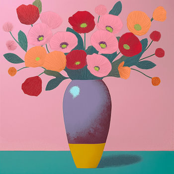 Modern Abstract. Calm Still Life in Coral Pink