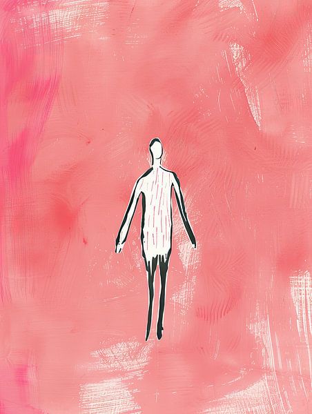 Peinture Figure Minimaliste | Figure sur toile rose par La collection ARTEO