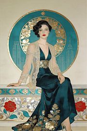 Elegante Frau in Art Deco Umgebung von Andy Gambino