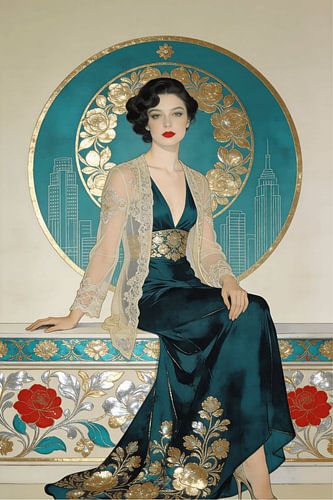 Elegant Woman in Art Deco Setting by Andy Gambino