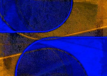 Lichtgevende Bauhaus-vormen uit het midden van de eeuw Kobaltblauw van FRESH Fine Art