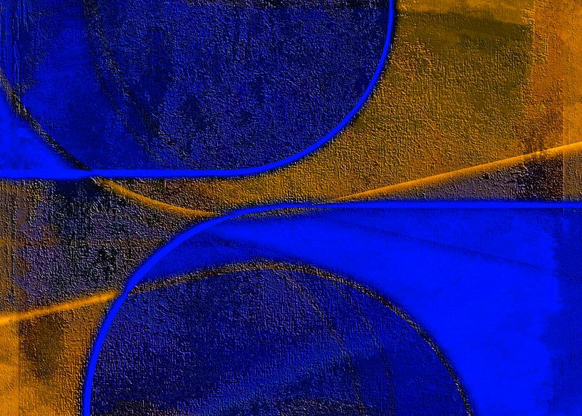 Luminous Mid Century Bauhaus Shapes Cobalt Blue by FRESH Fine Art