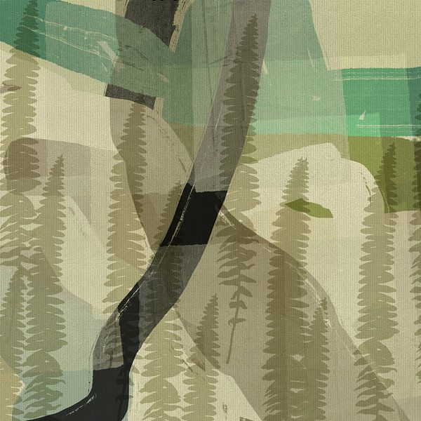 Botanical abstract. Fern leaves in olive, khaki and aqua green by Abstract Minimalist Art