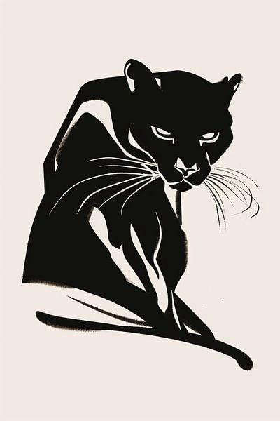 Minimalist artwork of a black panther by Art & Soul Creations