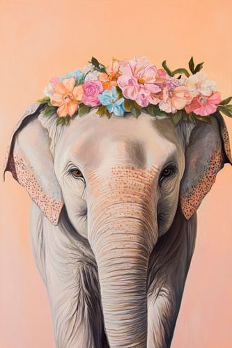 Bloemen decoratie olifant portret