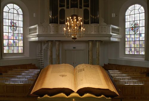 Open Bible on the pulpit of the Dorpskerk in 's-Gravenzande. by Gert van Santen