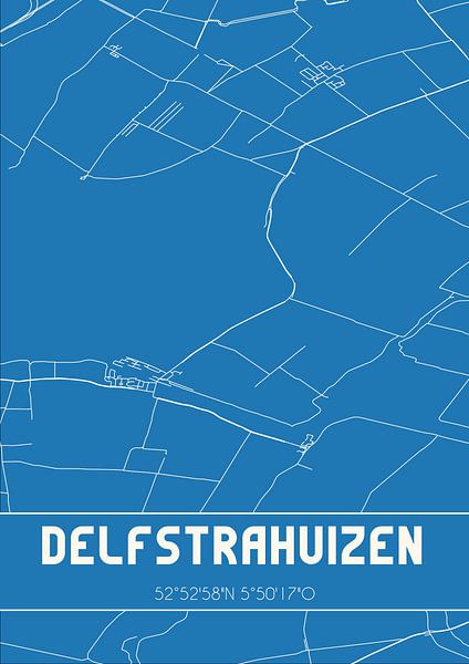 Blaupause | Karte | Delfstrahuizen (Fryslan) von Ortsdrucke