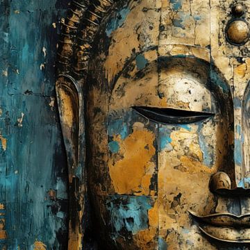 Buddha in gold and turquoise by ARTemberaubend