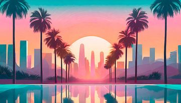 LA Palmen mit Sonnenuntergang von Mustafa Kurnaz