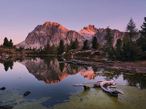 Sunrise at mountain lake