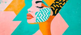 Colourful portrait study with geometric patterns by Poster Art Shop