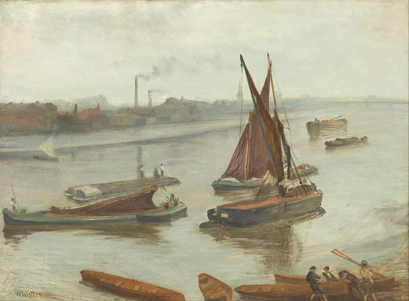 Grey and Silver- Old Battersea Reach, James Abbott McNeill Whistler by Masterful Masters