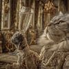 Portret van een Kat met Champagne - Elegant Oude Meesters Schilderij van Joriali Fine Art