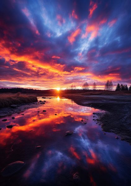Coucher de soleil dans le polder 4 par DNH Expressions