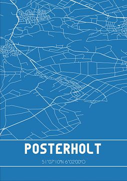 Blaupause | Karte | Posterholt (Limburg) von Rezona