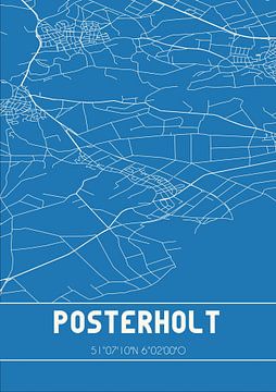 Blauwdruk | Landkaart | Posterholt (Limburg) van Stad & Wand