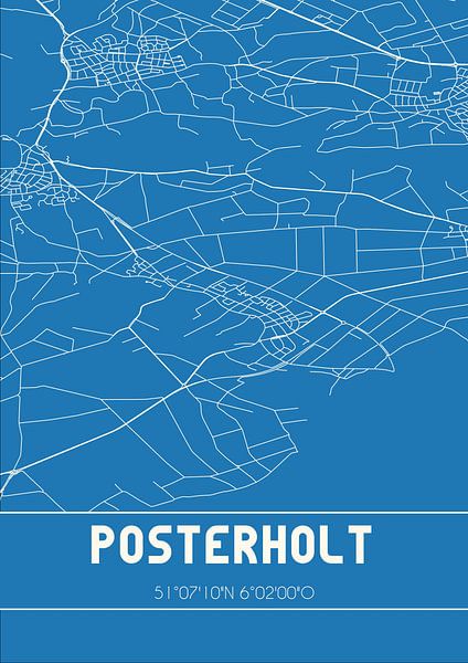Blueprint | Carte | Posterholt (Limburg) par Affiches de lieux
