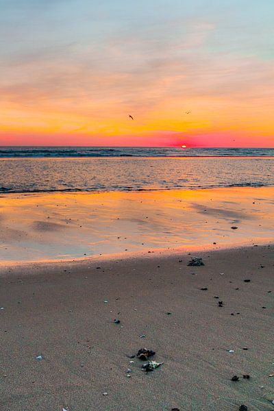Strand zonsondergang von Karin van den Berg