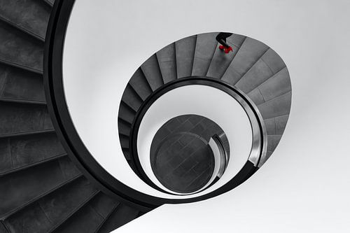 Red Steps in Motion