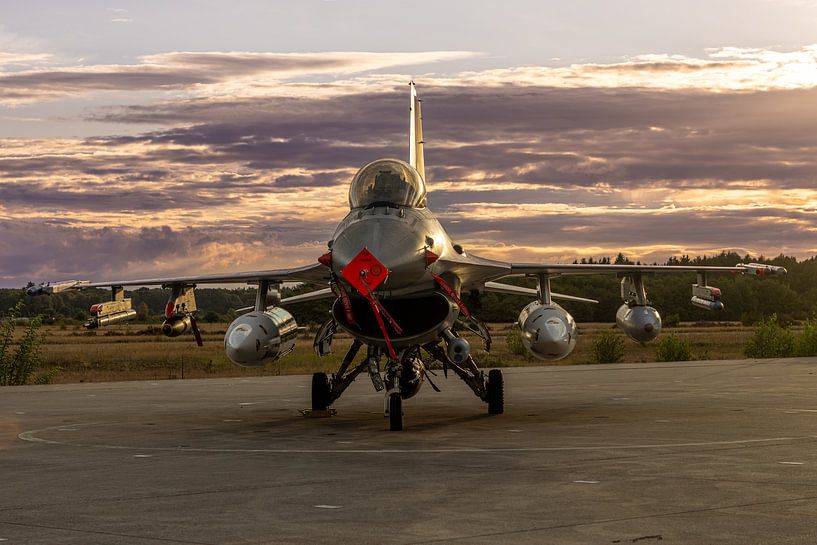 F-16 Orange Jumper with Blue-Purple Sky - Canopy Closed by Harm-Jan Martens