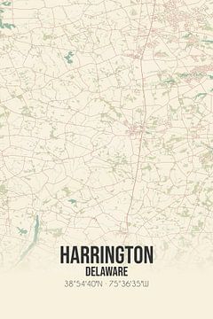 Vintage landkaart van Harrington (Delaware), USA. van MijnStadsPoster
