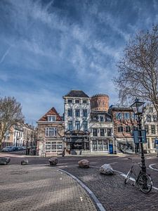 Utrechts straatbeeld met fiets en lantaarnpaal