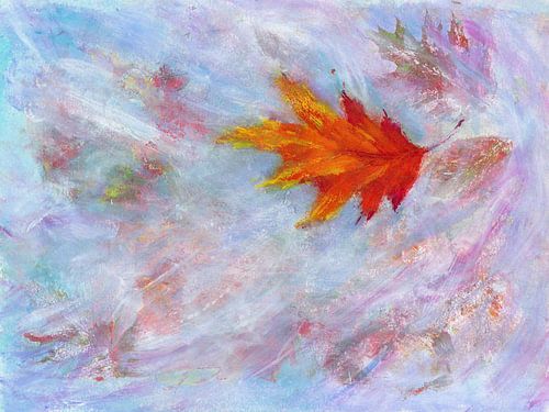 Bladeren in de herfstwind horizontaal