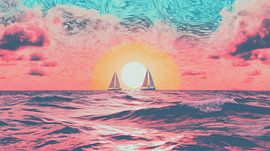 Segeln in der rosa Morgendämmerung von ByNoukk