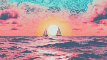 Sailing at the Pink Dawn by ByNoukk