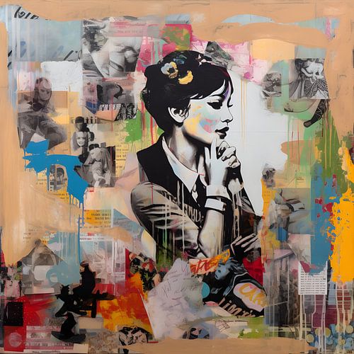 Digitale collage met vrouw