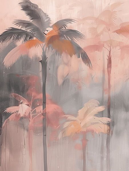Paysage tropical avec palmiers aux couleurs pastel par Studio Allee