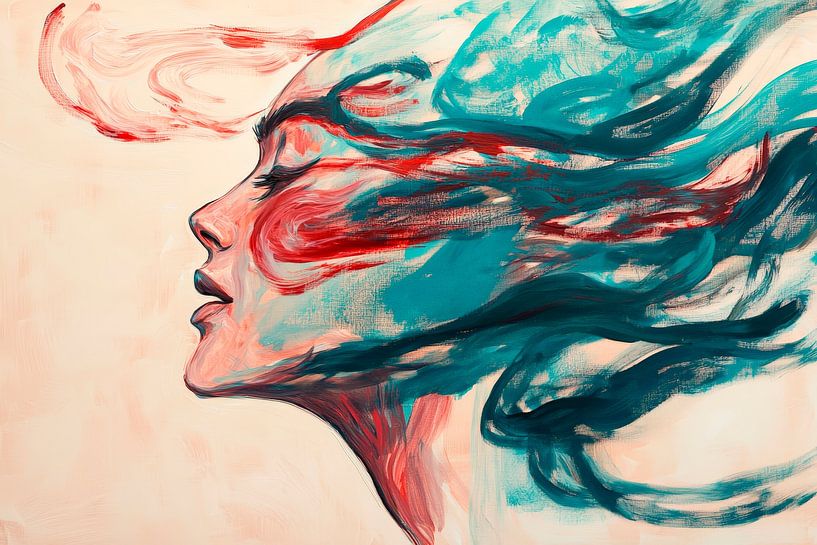 Strömende Emotionen in Farben – Porträt von Poster Art Shop