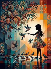The girl and the birds in autumn by ¡ guay !