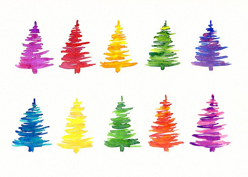 Kleurrijke dennenbomen van Karen Kaspar