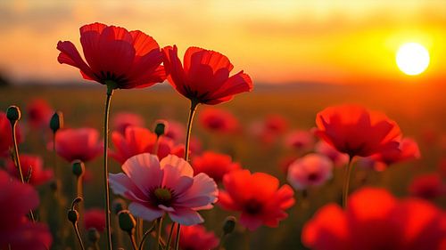 Lichtshow met klaproosbloesem