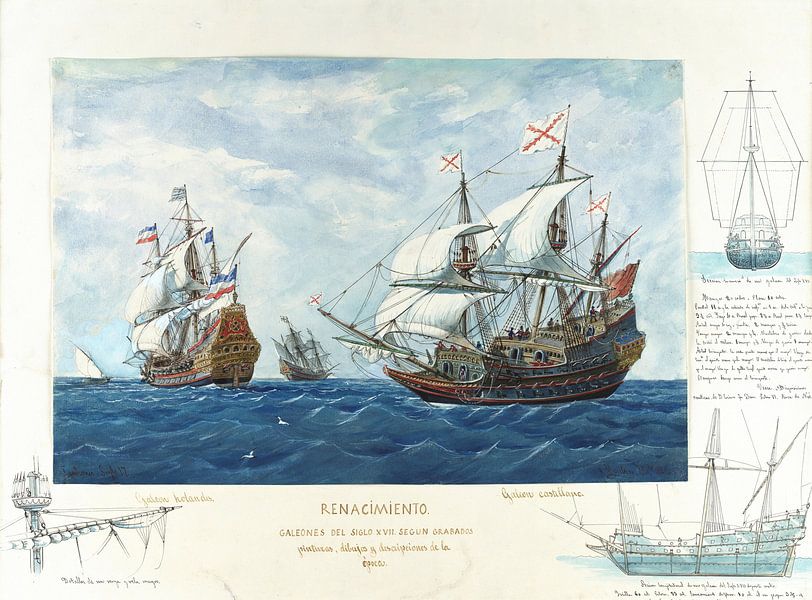 Rafael Monleón~Galleons of the seventeenth century based on English, paintings, drawings and berc by finemasterpiece