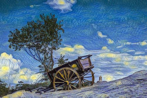 Oude houten trekkar à la Vincent van Gogh