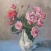 Nature morte avec des roses dans un vase - huile sur toile - Pieter Ringoot sur Galerie Ringoot