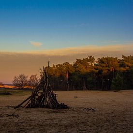 houten hut op de zand vlakte van wiesje van den broek