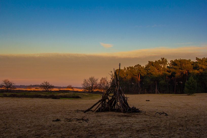 cabane en bois sur la plaine sablonneuse par wiesje van den broek