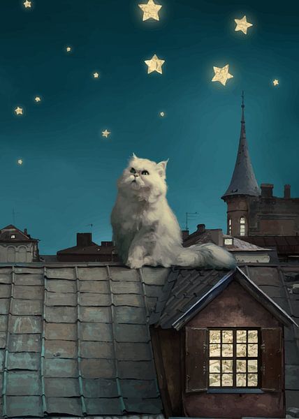 Whiskers and Wonder: A Cat's Portrait by Grease New