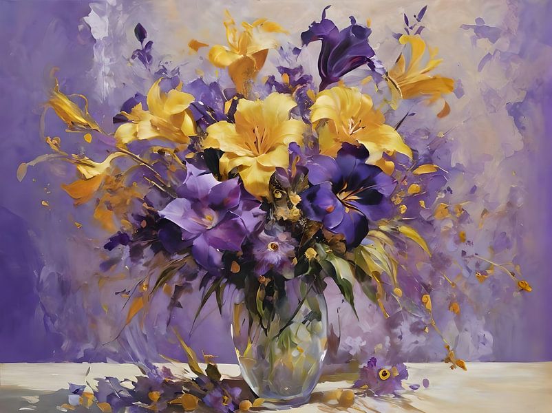 Blue and golden yellow flowers by Retrotimes