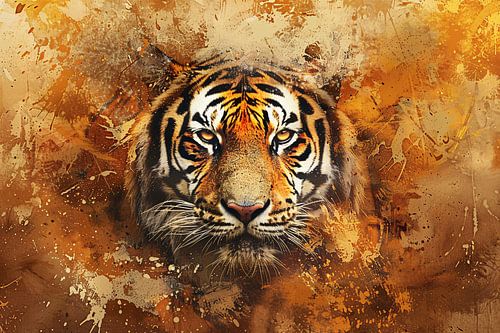 Indrukwekkend tijgerportret met abstracte achtergrond