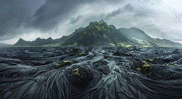 Dramatisch landschap in IJsland van fernlichtsicht