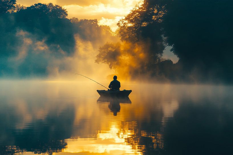Angler in the morning mist by ARTemberaubend