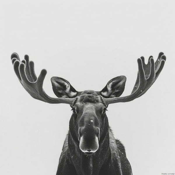Imposing elk - black and white photography for wildlife lovers by Poster Art Shop