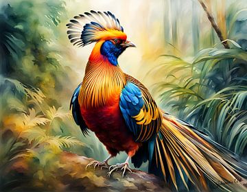 Prachtige vogels van de wereld - Gouden fazant vogel van Johanna's Art